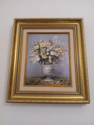 Quadro com flores em vaso do artista Dyf