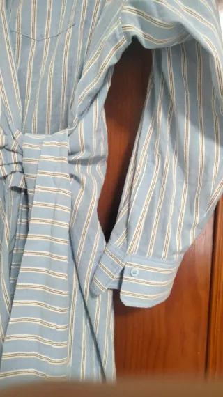 Vestido camisero largo rayas algodón