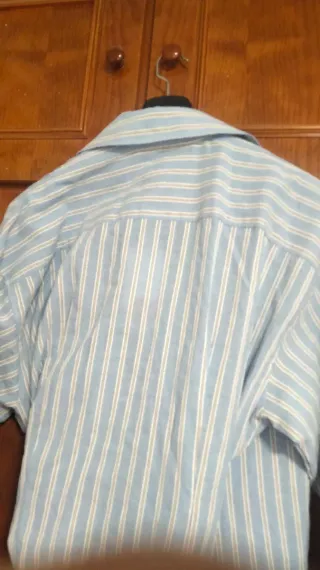 Vestido camisero largo rayas algodón