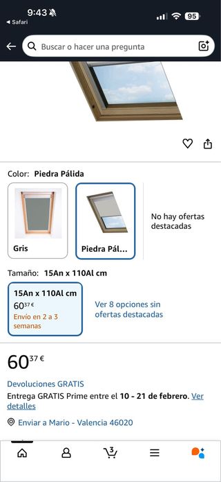 Estor para ventana de techo