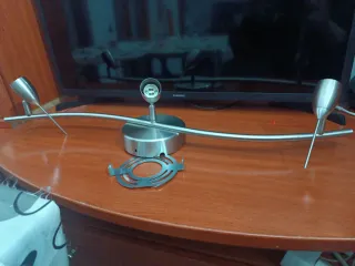 Lámpara de techo plateada 3 halógenos