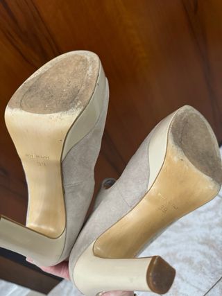 Scarpe Mary Jane Beige con Tacco
