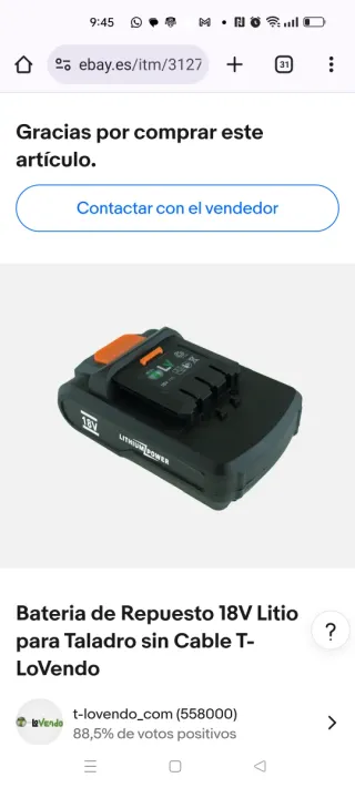 Batería 18V Litio T-Lovendo