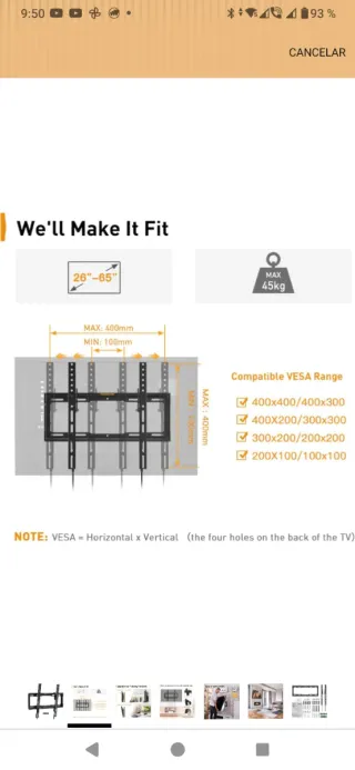 Soporte TV Perlegear 26-65 Reclinable