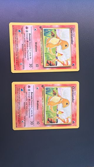 2 Cartas Charmander primera Edición 1999 españa