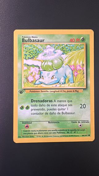 Carta Pokémon Bulbasaur 1ª Edición 1999