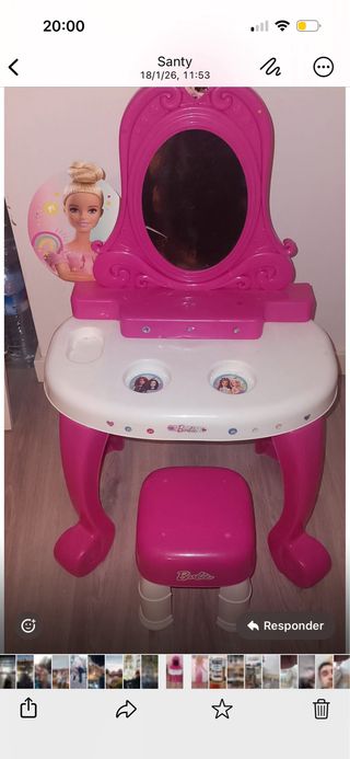 Tocador infantil Barbie rosa