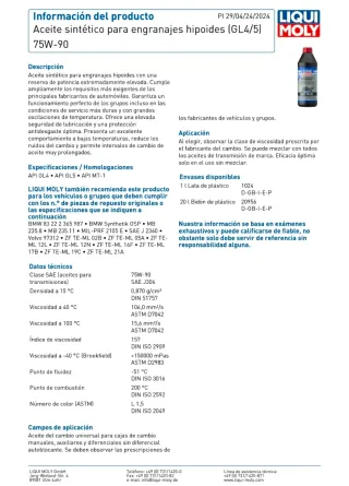 Aceite especial LIQUI MOLY 75W-90 GL4/5