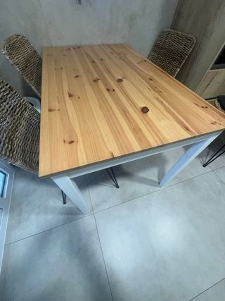 Mesa Comedor Ikea Lernamn Madera Blanca