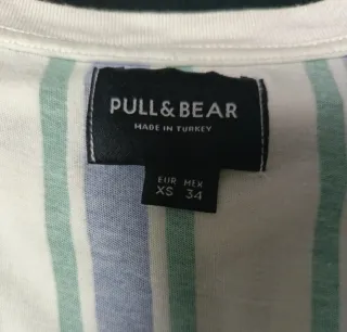 Camiseta Pull&Bear rayas azul y verde Talla XS