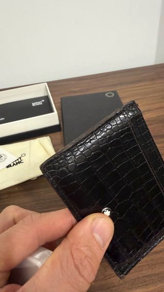 Tarjetero Montblanc Cocodrilo Negro