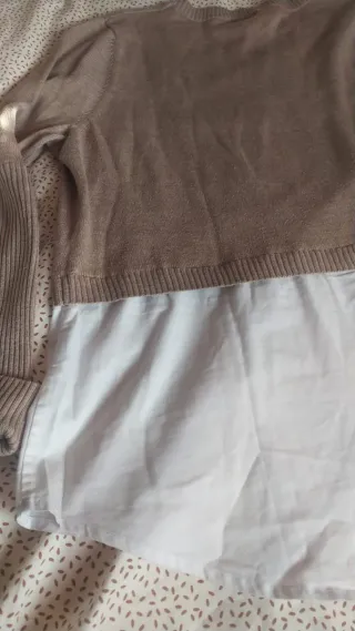 Jersey efecto camisa marrón y blanco