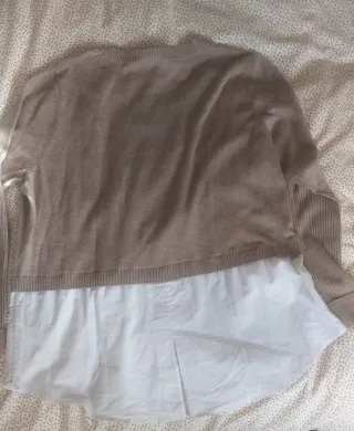 Jersey efecto camisa marrón y blanco