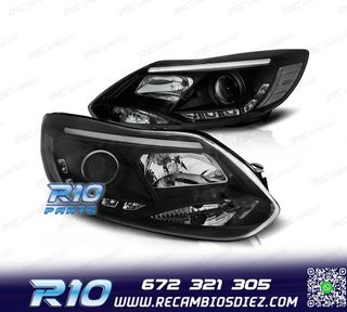 FAROS FORD FOCUS 11-14 TUBE LIGHT + LED FONDO NEGRO