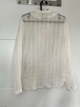 Blusa Zara Algodón Blanca Volantes Talla XS