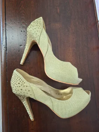 Scarpe dorate tacco alto AF-168 40