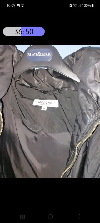 Plumífero Morgan Negro con Capucha. Plumón pato.