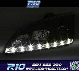 FAROS PARA FORD FOCUS 04-08 LUZ DIURNA REAL FONDO NEGRO
