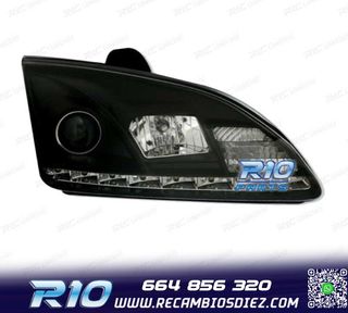 FAROS PARA FORD FOCUS 04-08 LUZ DIURNA REAL FONDO NEGRO