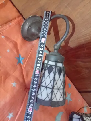 Apliques Lámpara Vidrio y Metal.Precio de las dos