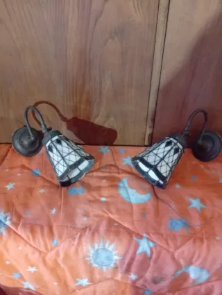 Apliques Lámpara Vidrio y Metal.Precio de las dos