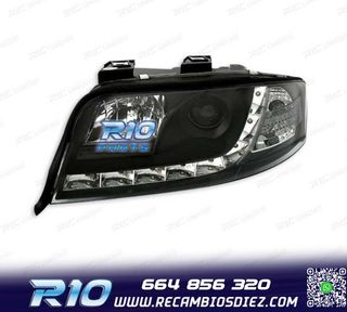 FAROS AUDI A6 4B 01-04 LUZ DIURNA LED FONDO NEGRO