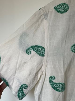 Camisa Zara Estampada Verde Talla M