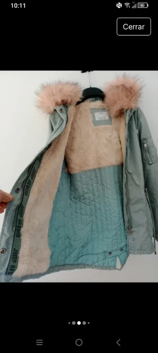 Chaqueta turquesa talla S con forro rosa