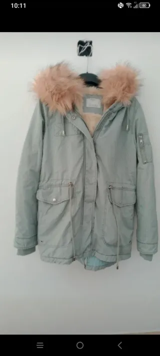 Chaqueta turquesa talla S con forro rosa