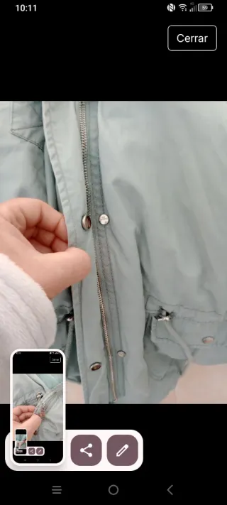 Chaqueta turquesa talla S con forro rosa