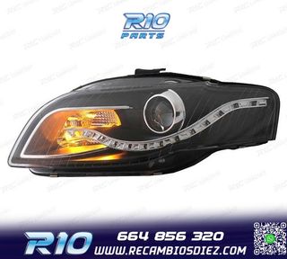 FAROS AUDI A4 B7 LUZ DIURNA LED FONDO NEGRO 04-07
