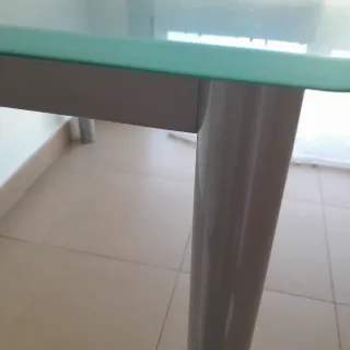 Mesa cristal y metal rectangular