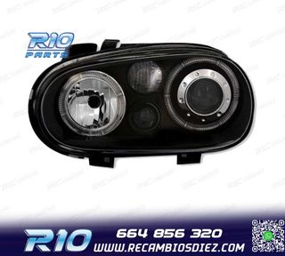 FAROS VOLKSWAGEN VW GOLF 4 OJOS ANGEL LOOK R32 FONDO NEGRO