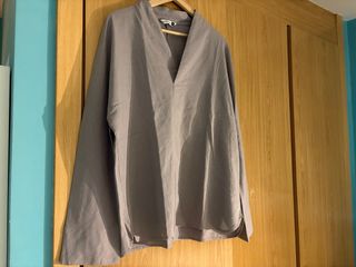 Camisa Kidoriman estilo japonés gris para hombre
