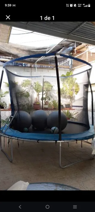 Cama elástica con red de seguridad