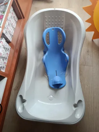Bañera bebé con soporte azul