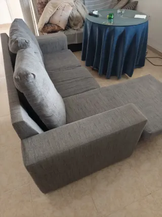 Sofá chaiselong gris tela