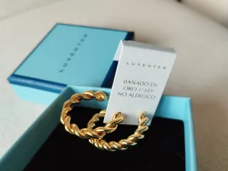 Pendientes aro rizado Luxenter dorados