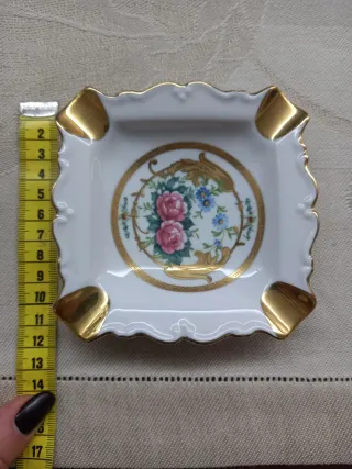 Piattino Limoges decorato fiori oro
