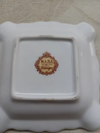 Piattino Limoges decorato fiori oro