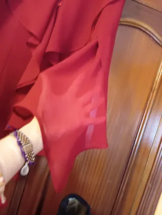 Blusa transparente burdeos