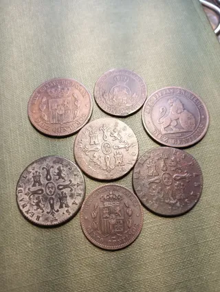 Lote 7 monedas antiguas de cobre