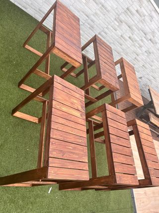 Mesa alta de bar de madera maciza ,hecha a mano