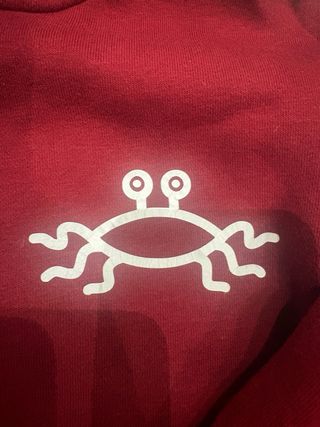 Sudadera granate con capucha y dibujo