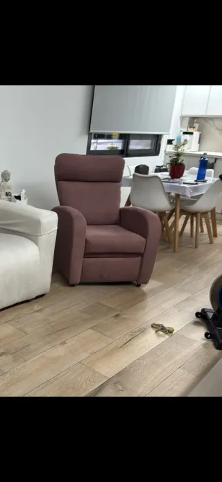 Sillón Relax Tela Rosa y Beige