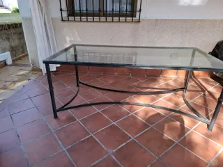 Mesa de forja con tapa de cristal 1.90×1.00