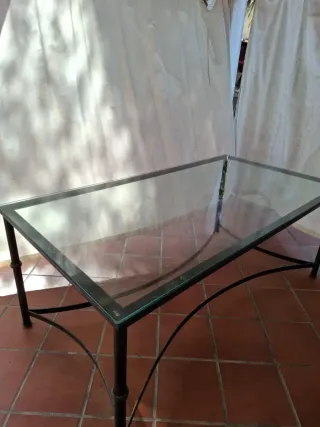 Mesa de forja con tapa de cristal 1.90×1.00