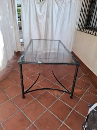 Mesa de forja con tapa de cristal 1.90×1.00
