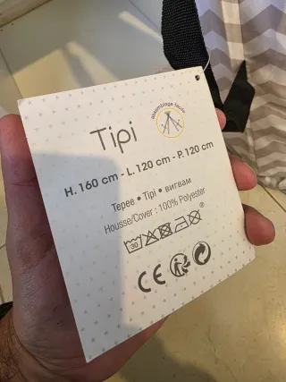 Casita Tipi infantil gris plegable