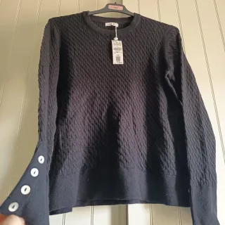 Jersey Lana punto trenzado Negro Talla L